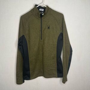 Spyder Half Zip Sweater Mens Medium Gait Knit Pullover Jacket ‎ Olive Green Moto